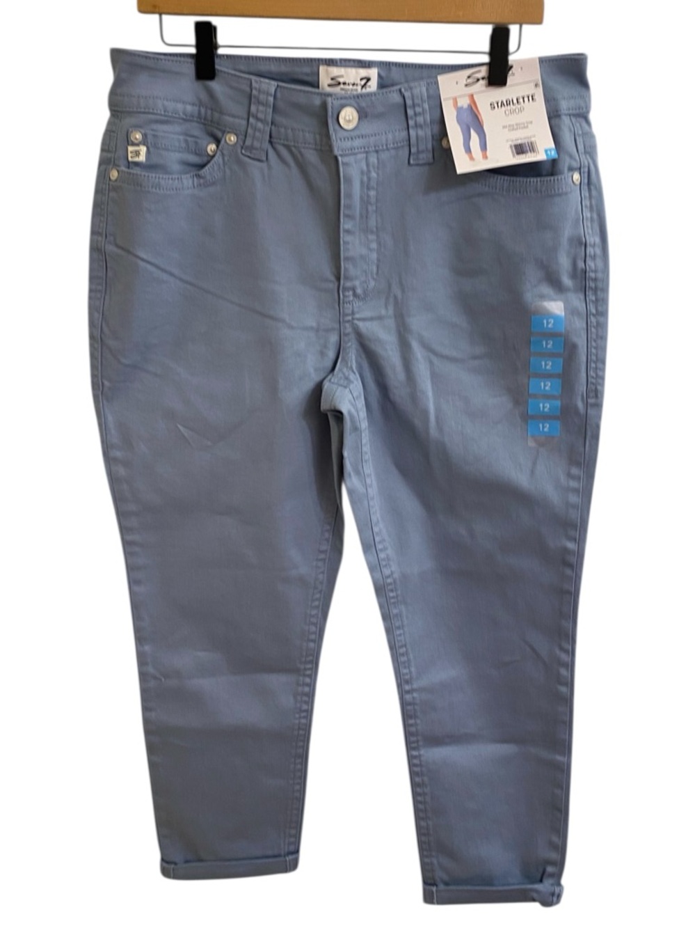 SEVEN7 STARLETTE CROP MID-RISE SKINNY STRAIGHT CROP JEANS SIZE 12 NWT SOFT BLUE
